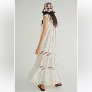 NWT Free People Day Dreaming Boho Tired Tye Dye Pink Crochet Maxi Dress Sz XS